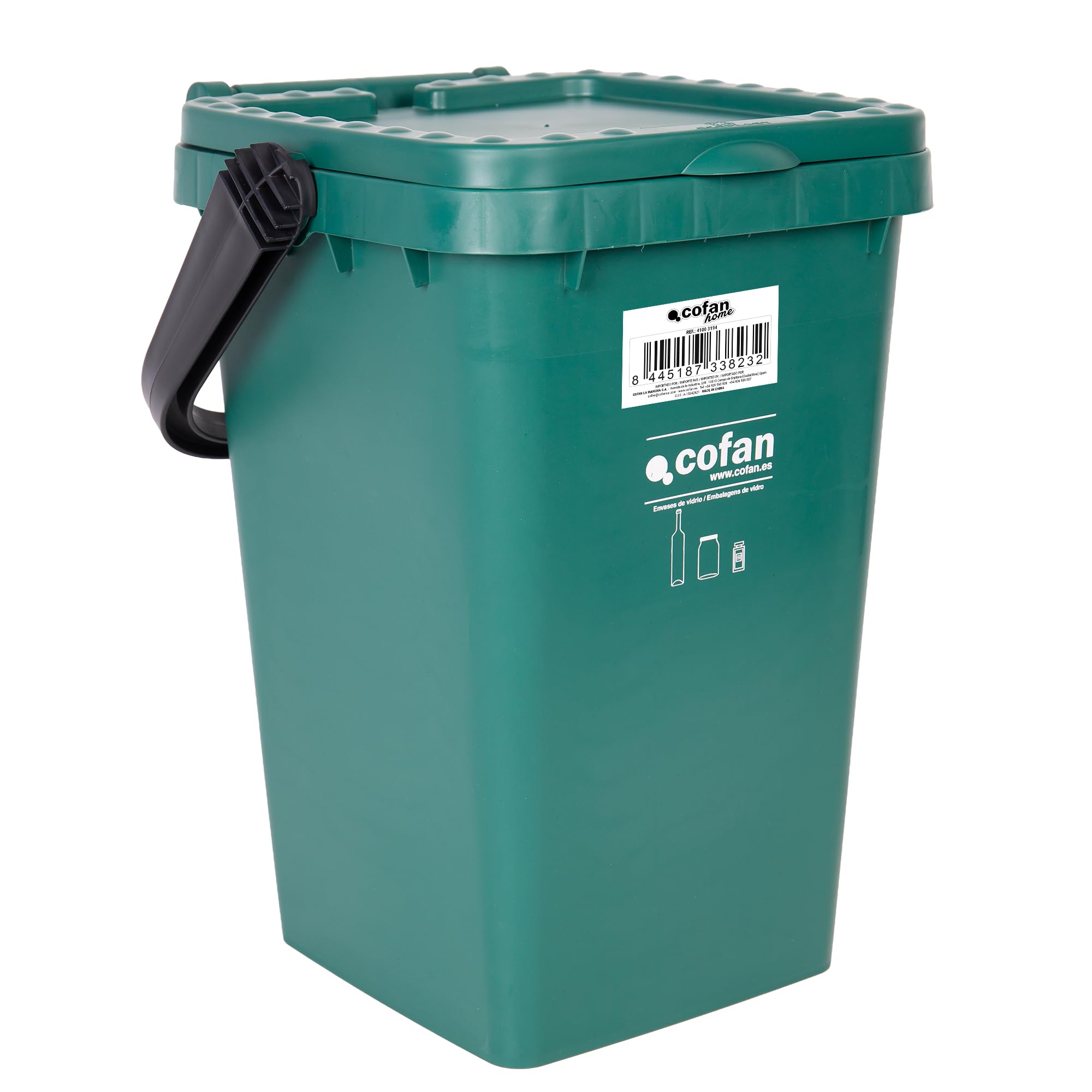Cofan Récipient vert pour verre Modèle zircon Capacité 25 l