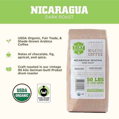 Miniatura 3 de Tiny Footprint Coffee - Nicaragua Segovia, tostado oscuro, café orgánico USDA - Cultivado a la sombra, certificado de comercio justo y negativo de