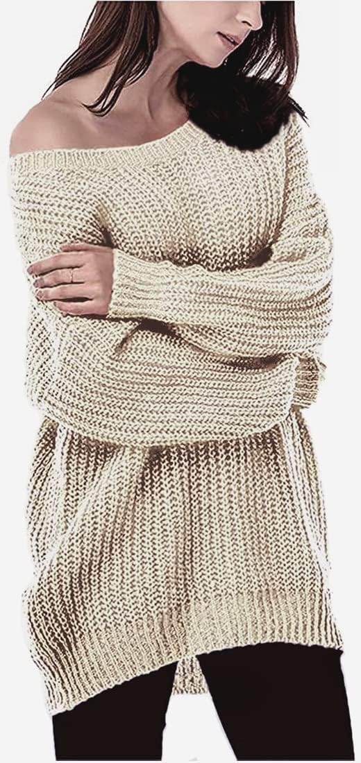 ARJOSA Women's Fall Sweaters Pullover Oversized Crew Neck Long Sleeve Knit Sweater Tunic Tops - Image 5