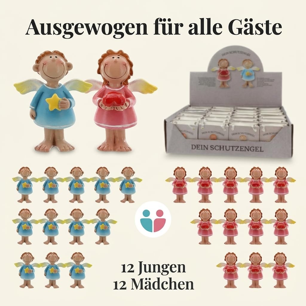 MIJOMA Schutzengel Rosa-Türkis, 24er Set in Tütchen | Handbemalt, einzeln in Geschenktüte, für Hochzeit, Gastgeschenk, Feiern, Danksagungen & Abschiede