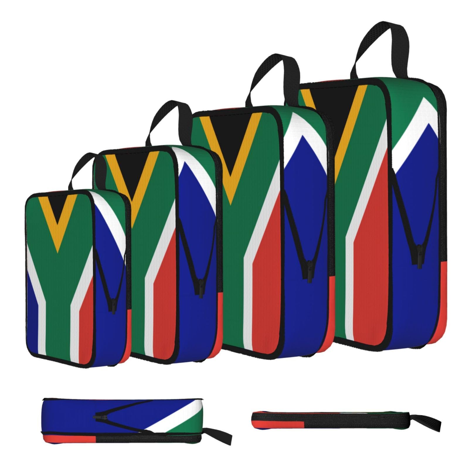 Sxzvvbn Black South African Flag Compression Packing Cubes 4 Piece Set