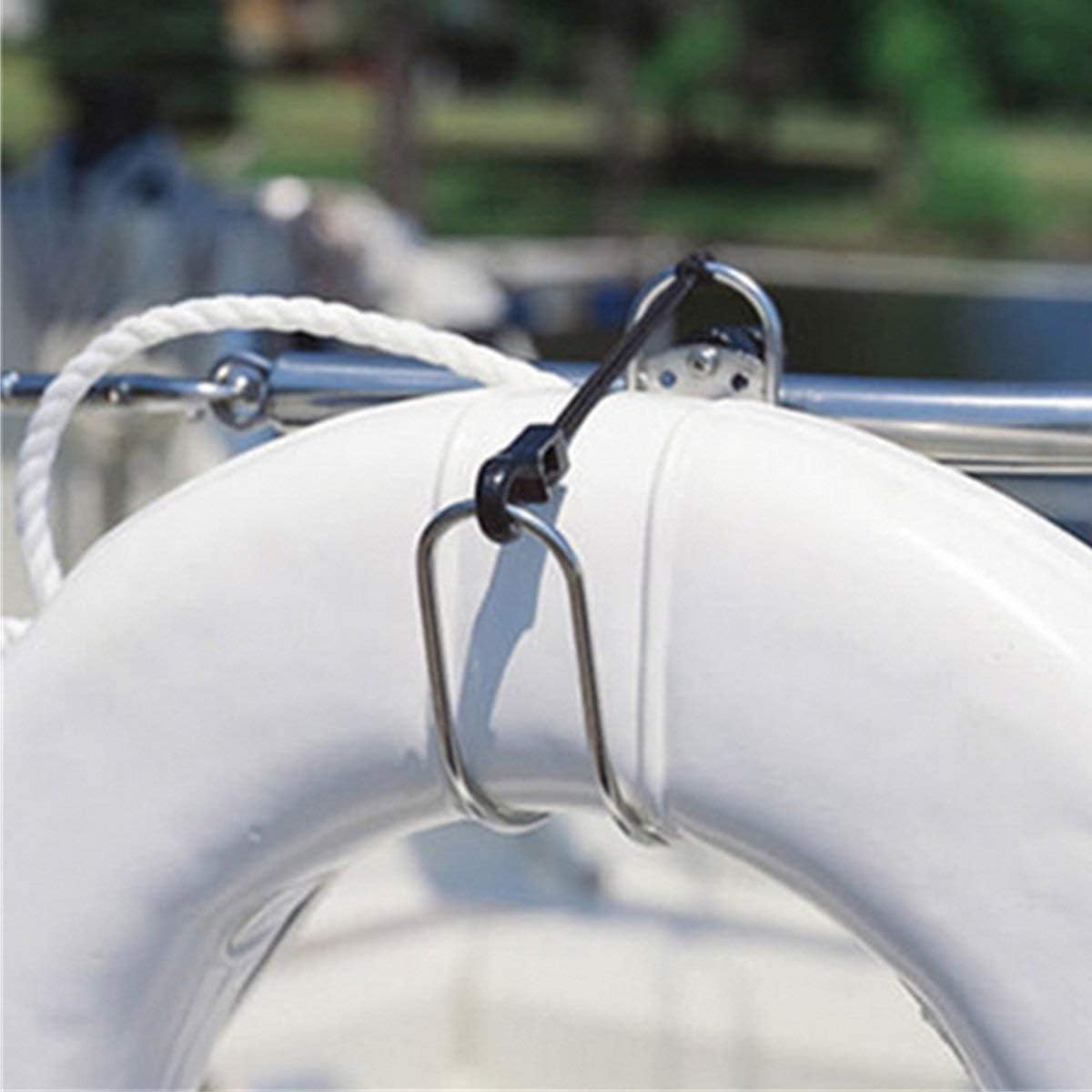 Stainless Steel Marine Horseshoe Bracket Life Buoy Ring Holder with Plastic Mount (1)