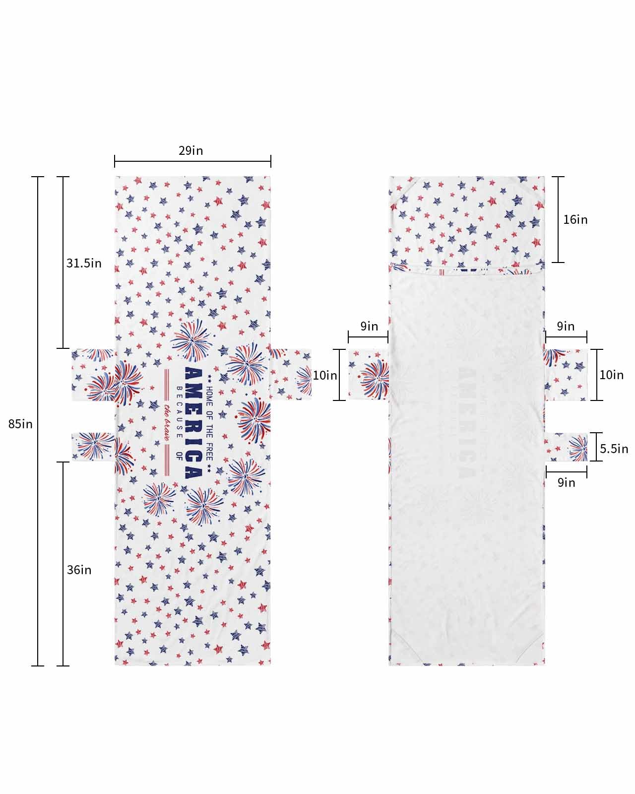 4th of July Beach Lounge Chair Towel Cover, Soft Chaise Lounge Towel with Side Pockets Patio Pool Chairs Cover for Beach/Pool Sunbathing 29x85 Watercolor Blue Red Star Fireworks