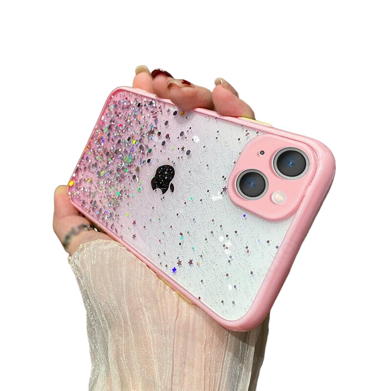 Image of VONZEE Compatible with iPhone 14 Case 6.1 inch, Non Moving Glitter Cover for Girls & Women Soft TPU Shockproof Anti Scratch Drop Protection Cover|Pink