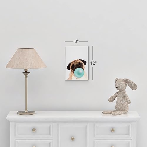 Miniatura 5 de Smile Art Design Lindo cachorro carlino animal goma de mascar arte verde azulado lienzo impresión foto arte de pared decoración del hogar, arte pop
