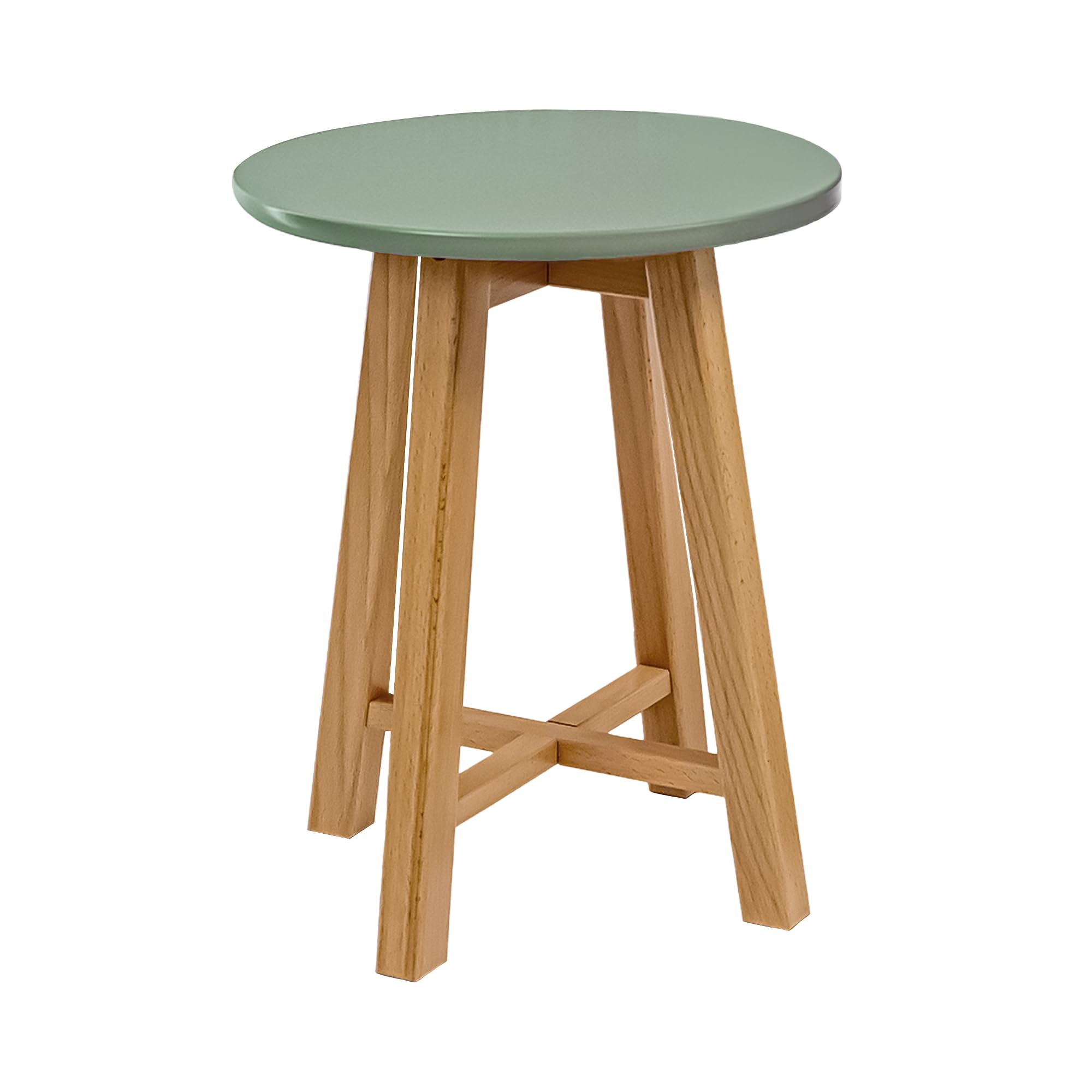Tavolino da Salotto Rotondo Ø 35 cm, Tavolino da Caffè Moderno con Gambe in Legno di Faggio, Tavolo Basso Salvaspazio per Soggiorno, Camera e Ufficio, Coffee Table Verde Oliva