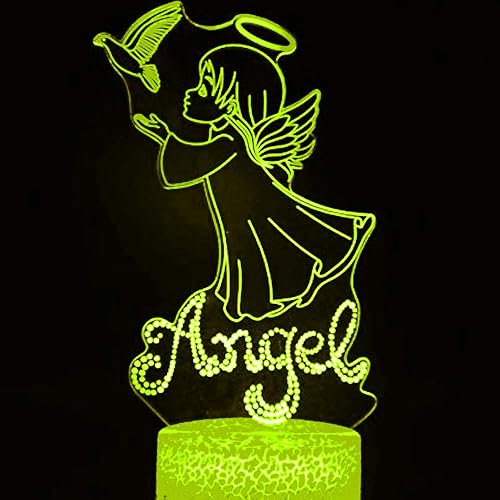 Lámpara de luz nocturna de ángel 3D ilusión LED 7 cambio de color táctil interruptor mesa decoración lámparas acrílico plana ABS base cable USB