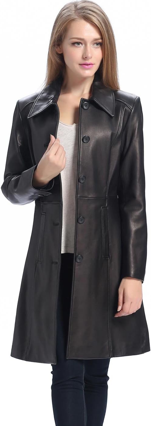 BGSD Women Amber Lambskin Leather Long Walking Coat (Also available in Plus Size & Petite) - Image 2