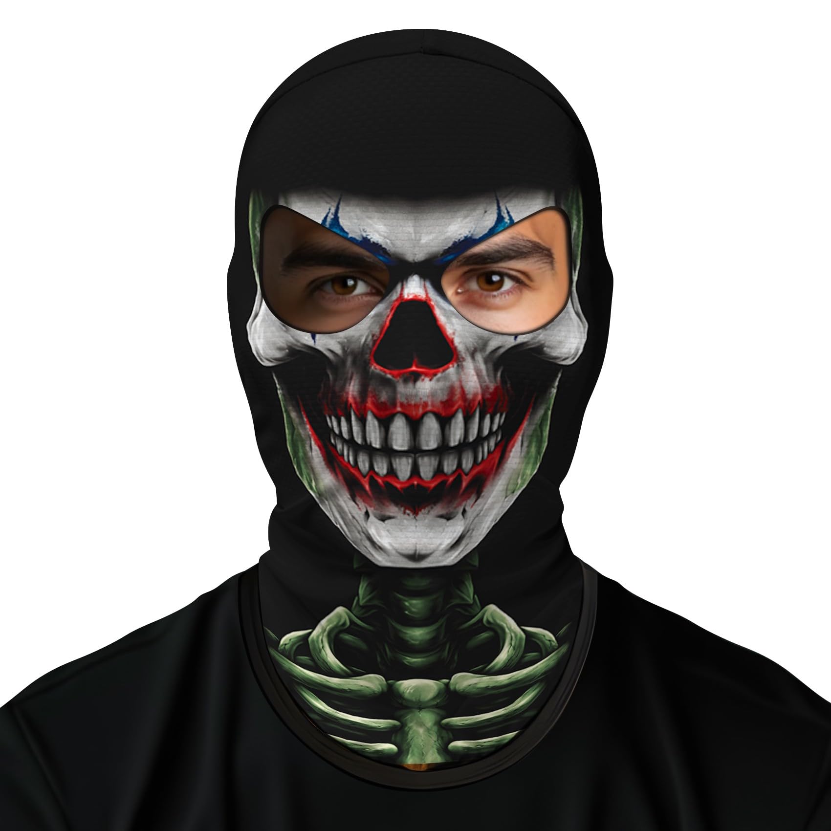 Passamontagna a Due Fori 3D Teschio Unisex per Moto Sport Halloween Carnevale