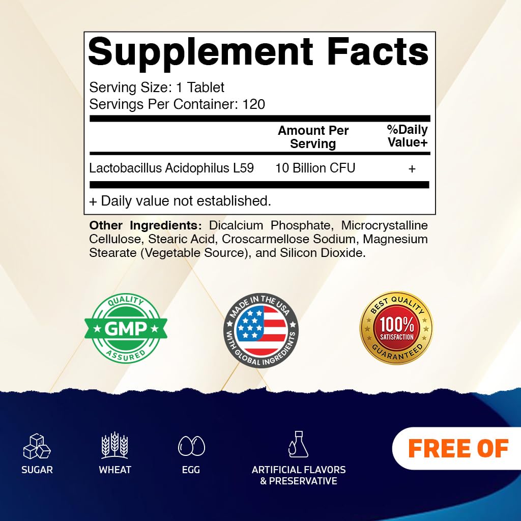 Vitamatic Acidophilus Probiotic 10 Billion CFU, 5X Potency, 120 Tablets — Amazon image 2