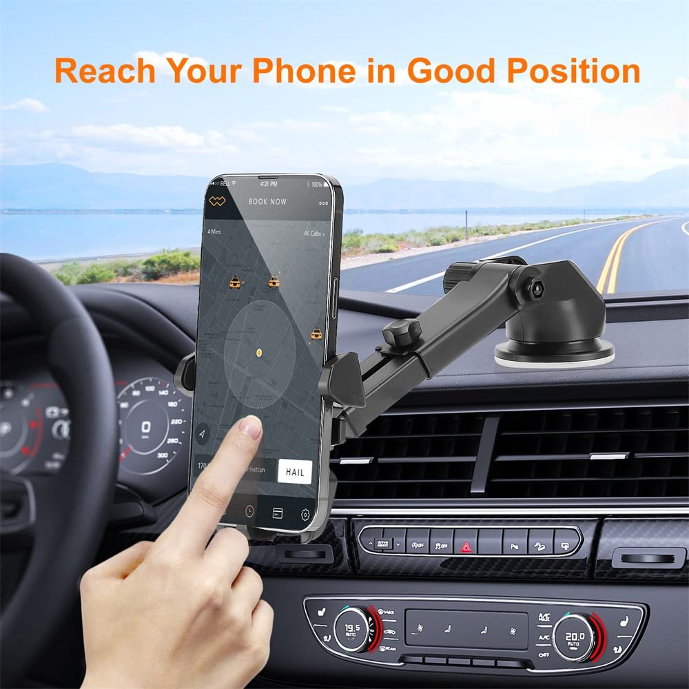 Rheme Car Phone Holder MountRacing-Grade & 360° Suction Cup Phone Mount for Car Dashboard Windshield Handsfree Cell Phone Car Mount for iPhone Android Smartphones - Image 2