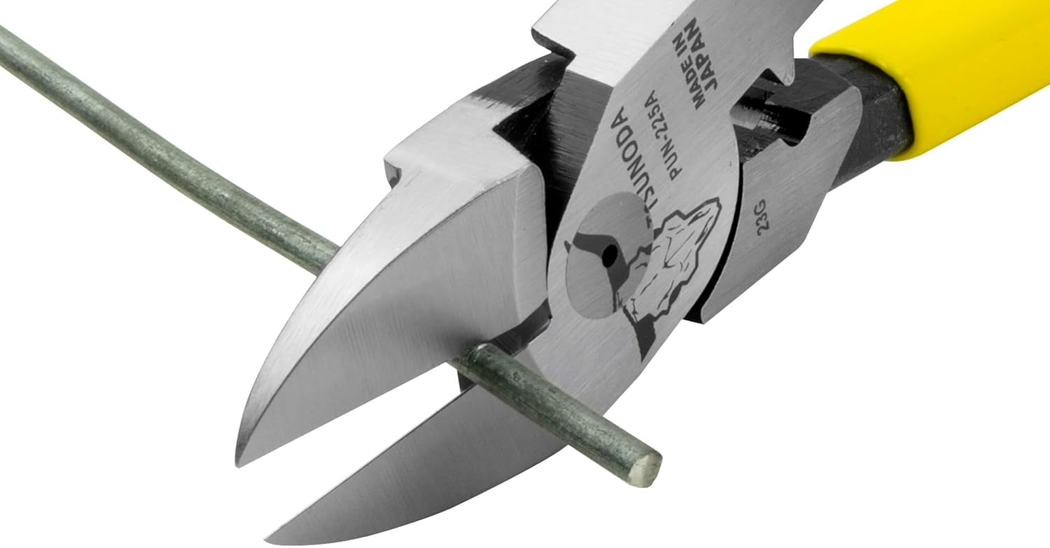 Tsunoda PUN-225A, High-Leverage Sharp Edged Cutting Pliers with Crimping Die 9-inches (225mm)