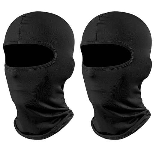 JTKREW 2er-Pack Winddichte Maske, Winddichte Motorradmaske, Sturmhaube, Sportzubehör, atmungsaktive Maske, Unisex, gelten Outdoor-Aktivitäten, Radfahren, UV-Schutz (Schwarz)