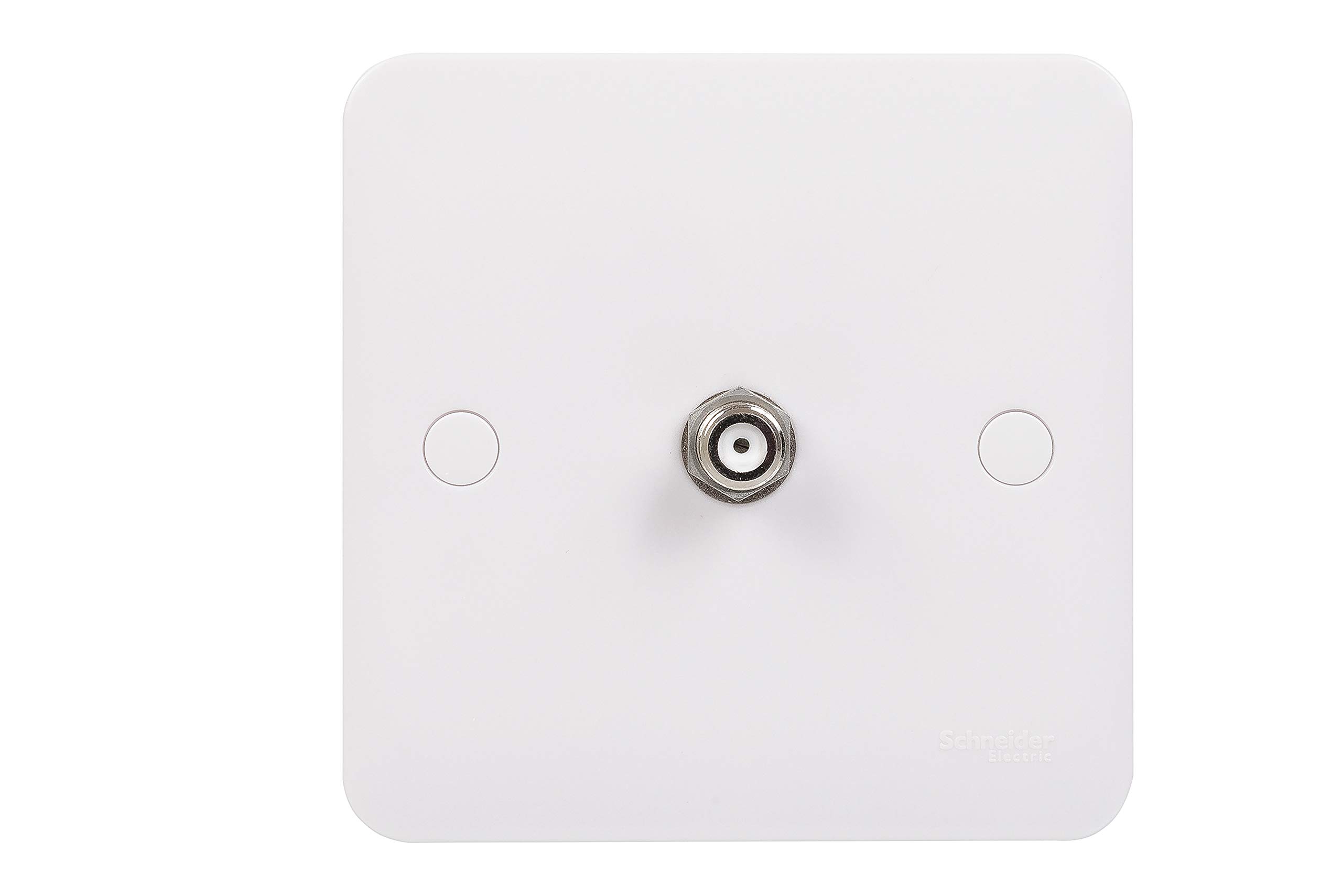 Schneider ElectricLisse 1 Gang F Type Square Edge Satellite Coaxial Socket with White Interior, White