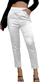 Damen-Satin-Hose Seide Arbeitskleid Casual Elastische Hohe Taille Stretch Elegant Crop Hosen