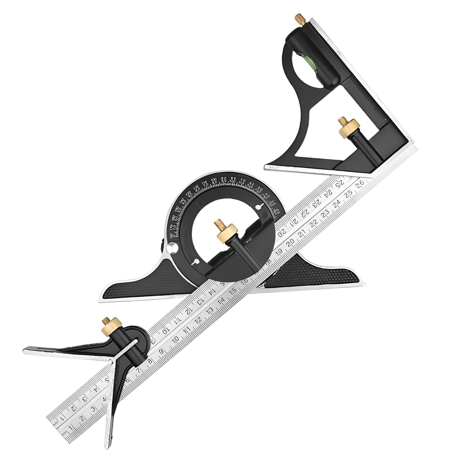 clhjinruoliu Combination Square-Speed Square 12 Inch Stainless Steel Adjustable Multi-Function Level Measure Measuring Set Protractor Angle Finder Carpenter Tools for Home Garden