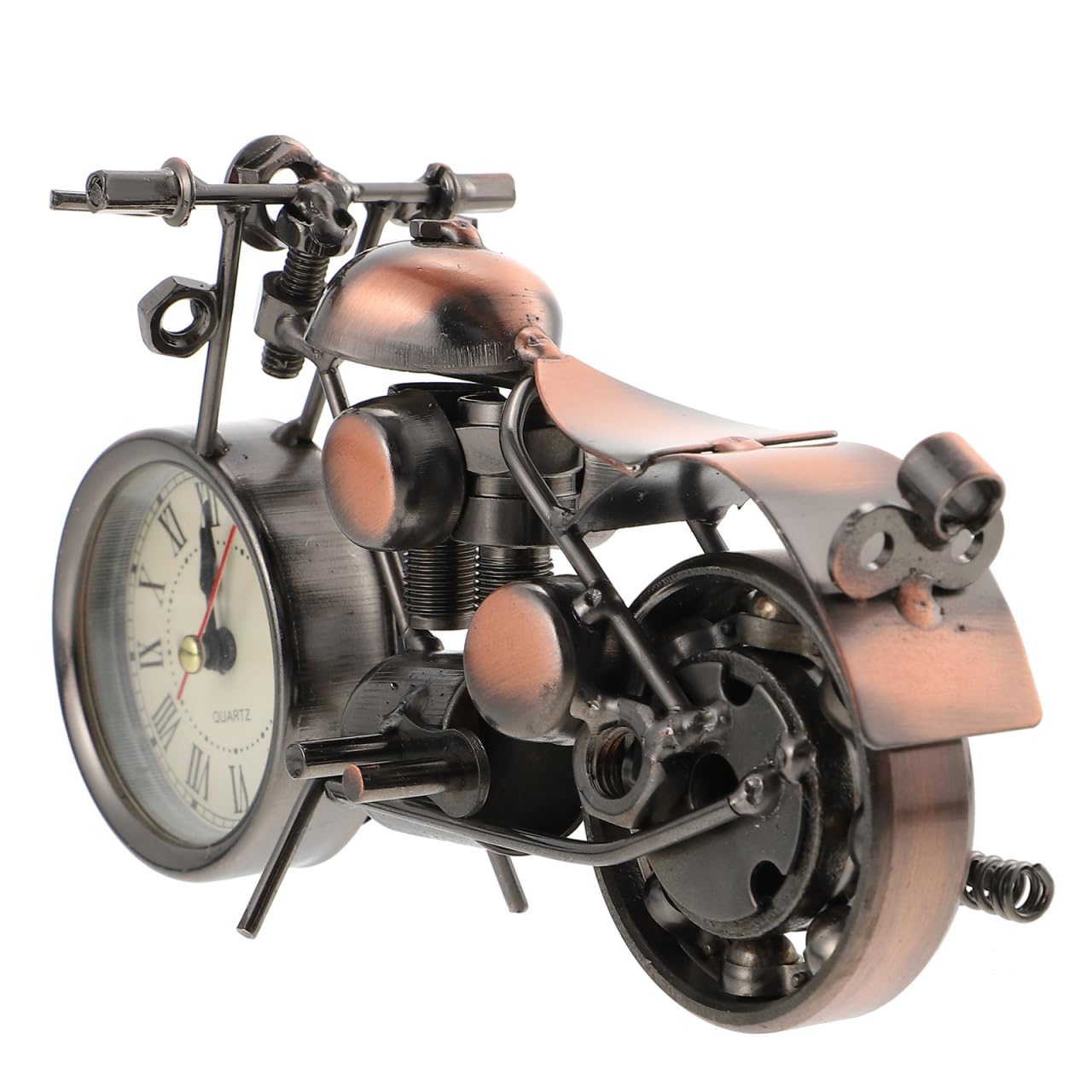FOMIYES Bike Ornament Motorcycle Figurine Bedside Alarm Clock: Retro Classic Handmade Iron Motorcycle Shape Kids Clock Metal Art Ornament for Table Decor Coffee Work Desk Decor