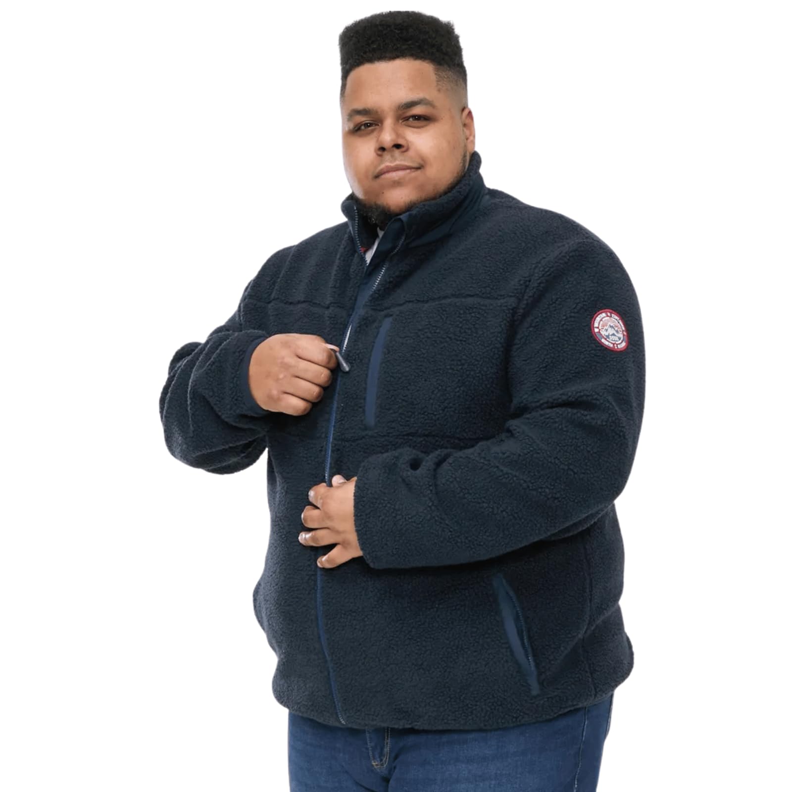 D555 Men's Blue Duke Smith Zip Through Sherpa Fleece Jacket - 3XL