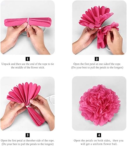 Miniatura 4 de Binpeng Pompones de papel para colgar, bola de flores de papel, decoración de bodas, fiestas, celebraciones, decoración al aire libre, flores y