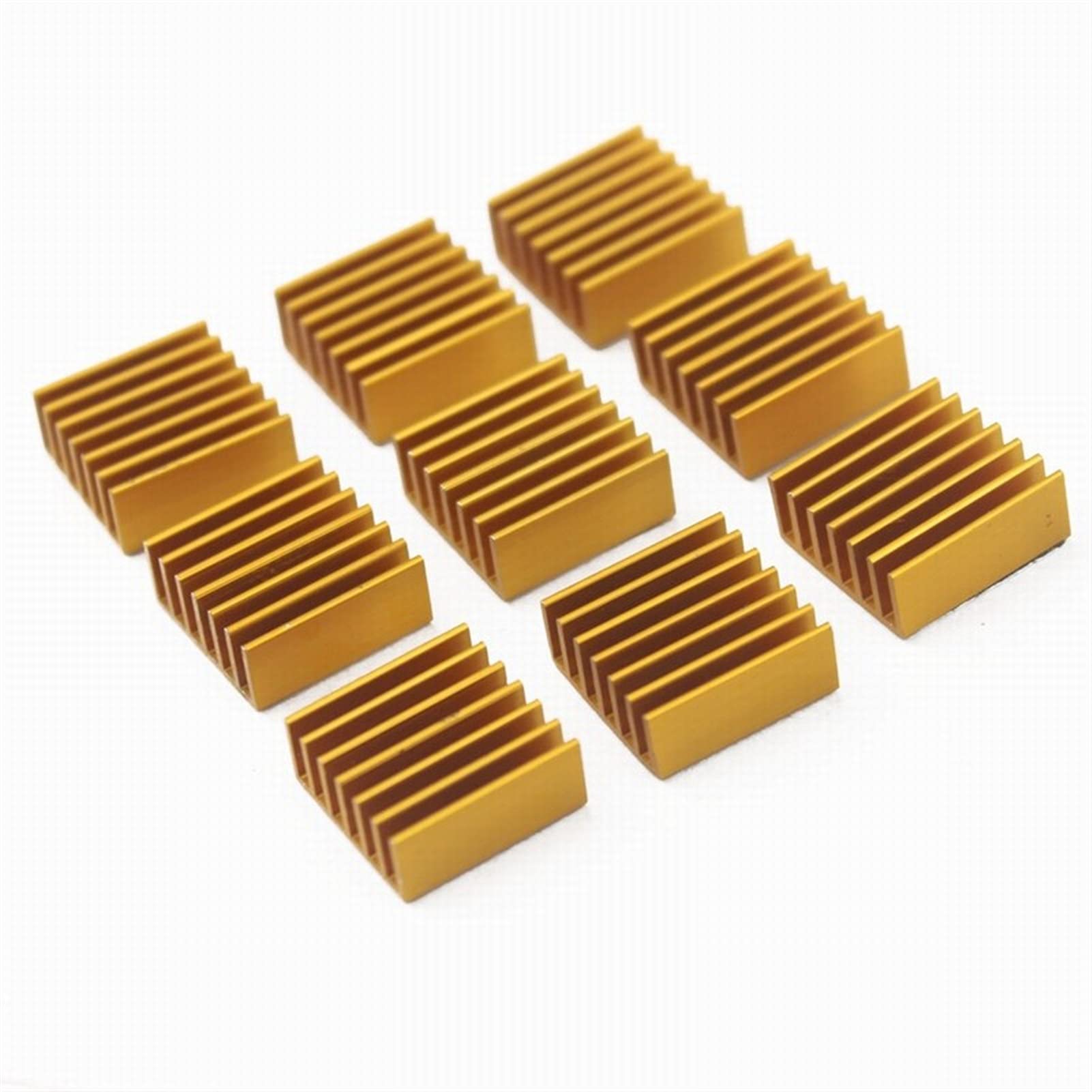 dissipatore di calore di raffreddamento di allumin Dissipatore di calore in alluminio 14x14x6mm dorato 100 pezzi con nastro adesivo 3M for CPU GPU VGA RAM LED IC