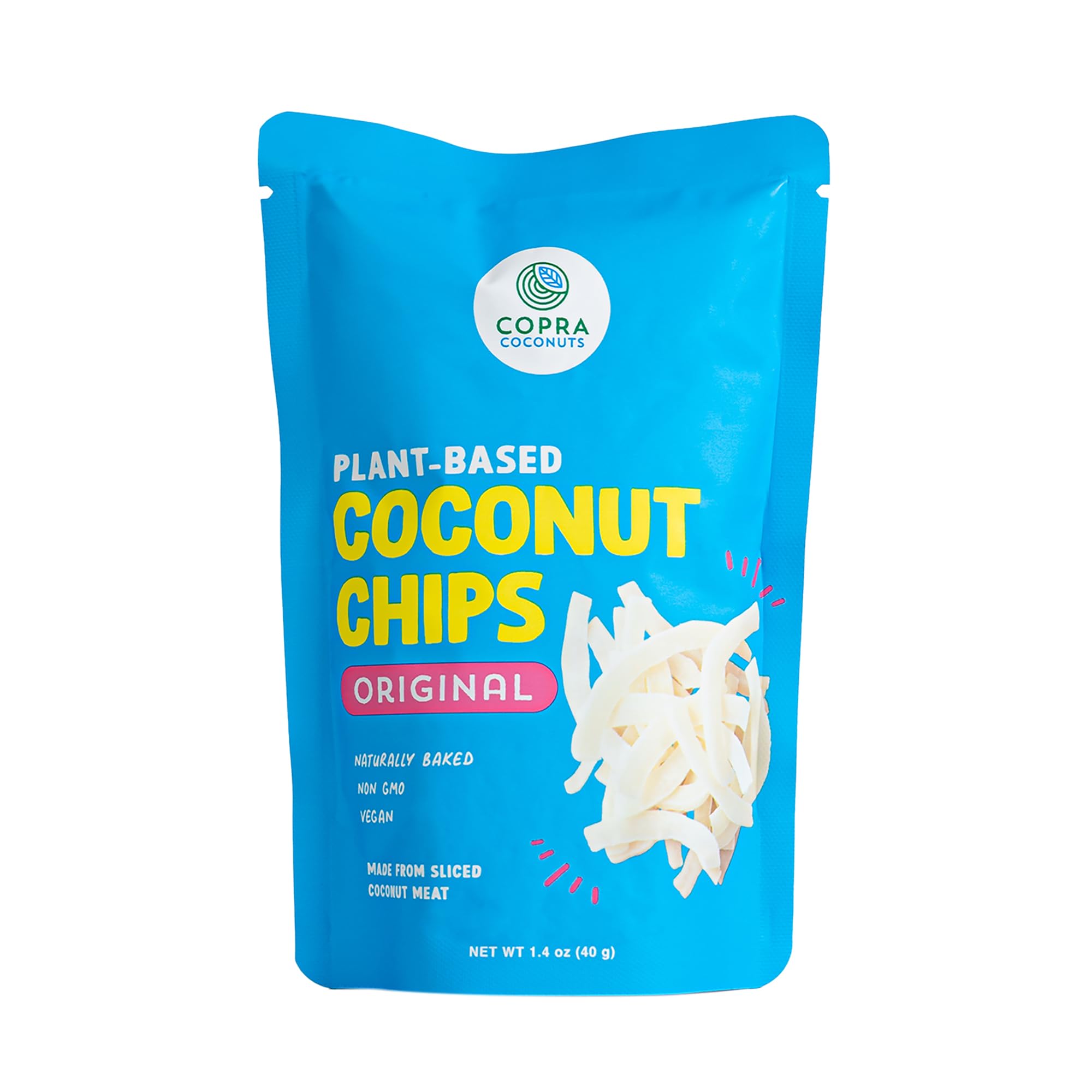 Copra Thai Coconut Chips | Naturally Baked, Plant-Based, Vegan, Gluten Free, Non GMO (Case of 6 x 40g Bags)