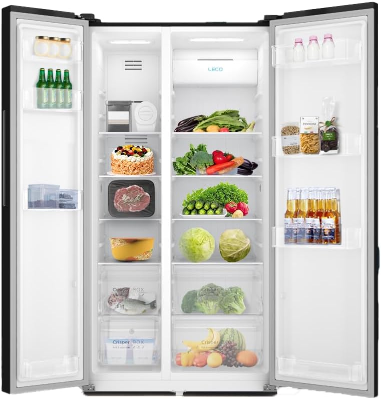 Interior view of the CHiQ refrigerator with various food items stored