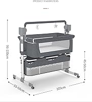 Vista 8 de Cuna multifuncional convertible para bebé, cuna multifuncional para dormir conjuntamente, cuna plegable para niños pequeños con música Bluetooth, 5