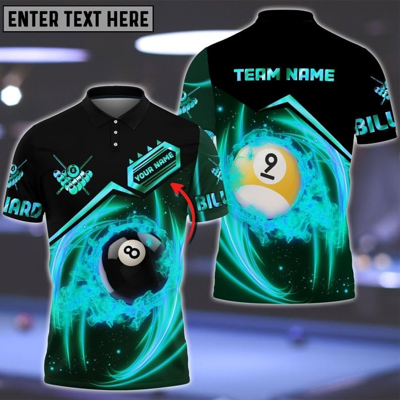 Rock Strike Billiard Personalized Name Polo Shirt, Team Name Unisex Shirt Polo Shirt, Billiard Shirt for Men, Mens Polo Shirts for Gifts, Short Sleeve Men's Shirt Black4