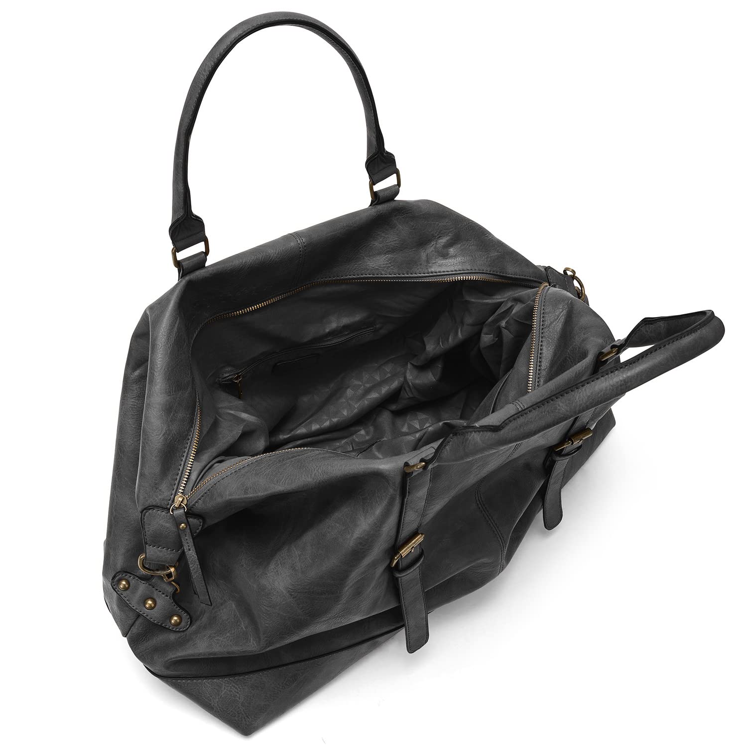 HERLING Borsone uomo/donna PASCAL vintage borsa da viaggio pelle PU (Anthracite Grey)