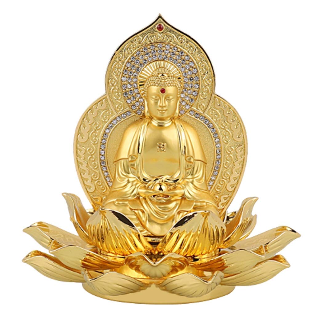 Buda Estatua Golden Cuerpo Tathagata Maitreya Zen Buddha Buda de Doble Cara Guanyin Hecho a Mano Diamantes Sentado Buda Artesanía Decoración (Color : A)