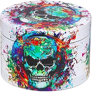 Spespo Herb Grinder, Large Spice Grinder 63mm(2.5 inch) ,4 Layers Full Color Painting Metal Grinder with Pollen Scraper (Skull Design)