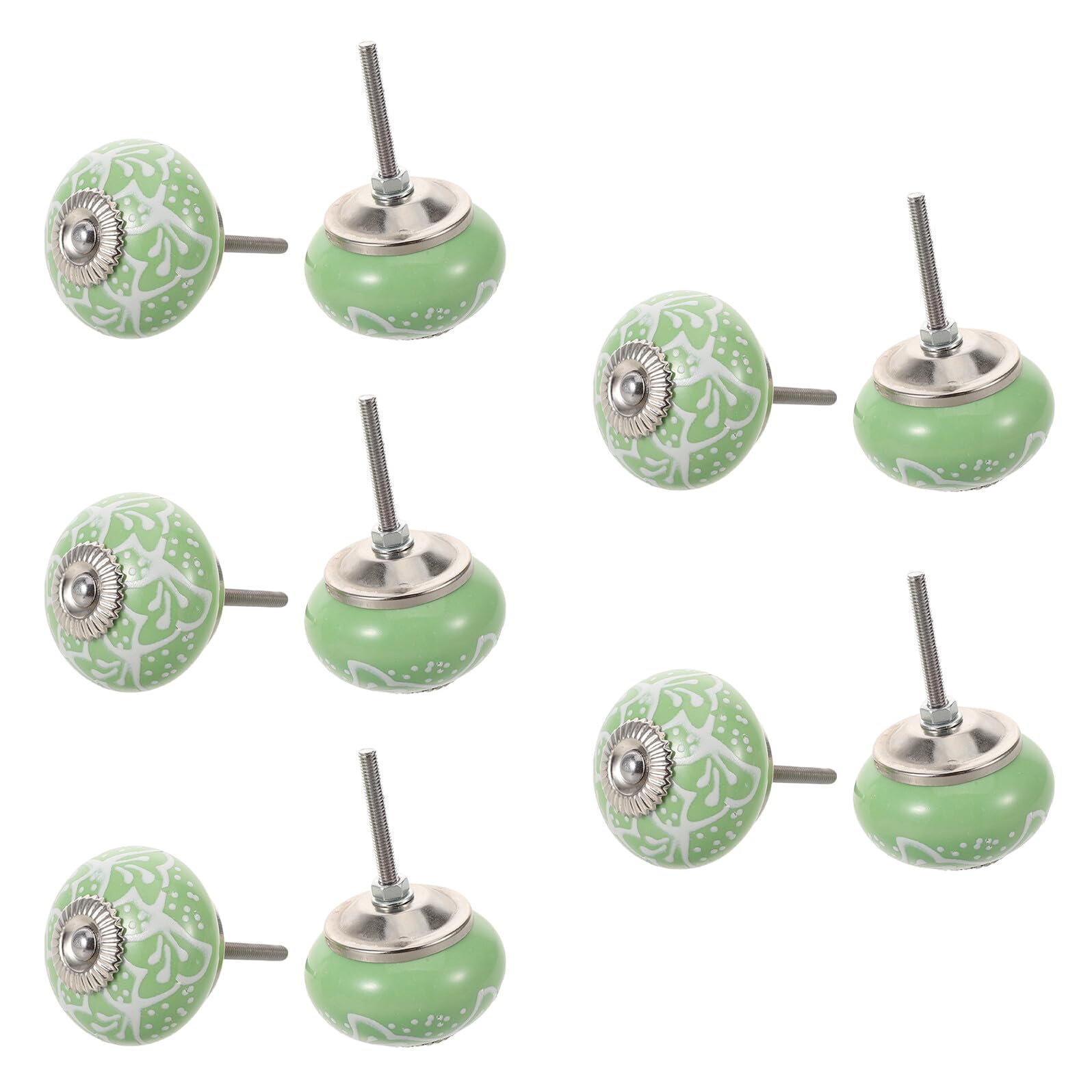 Poignées rondes pour commode et placard : lot de 10 boutons en céramique verte imprimée 4 cm