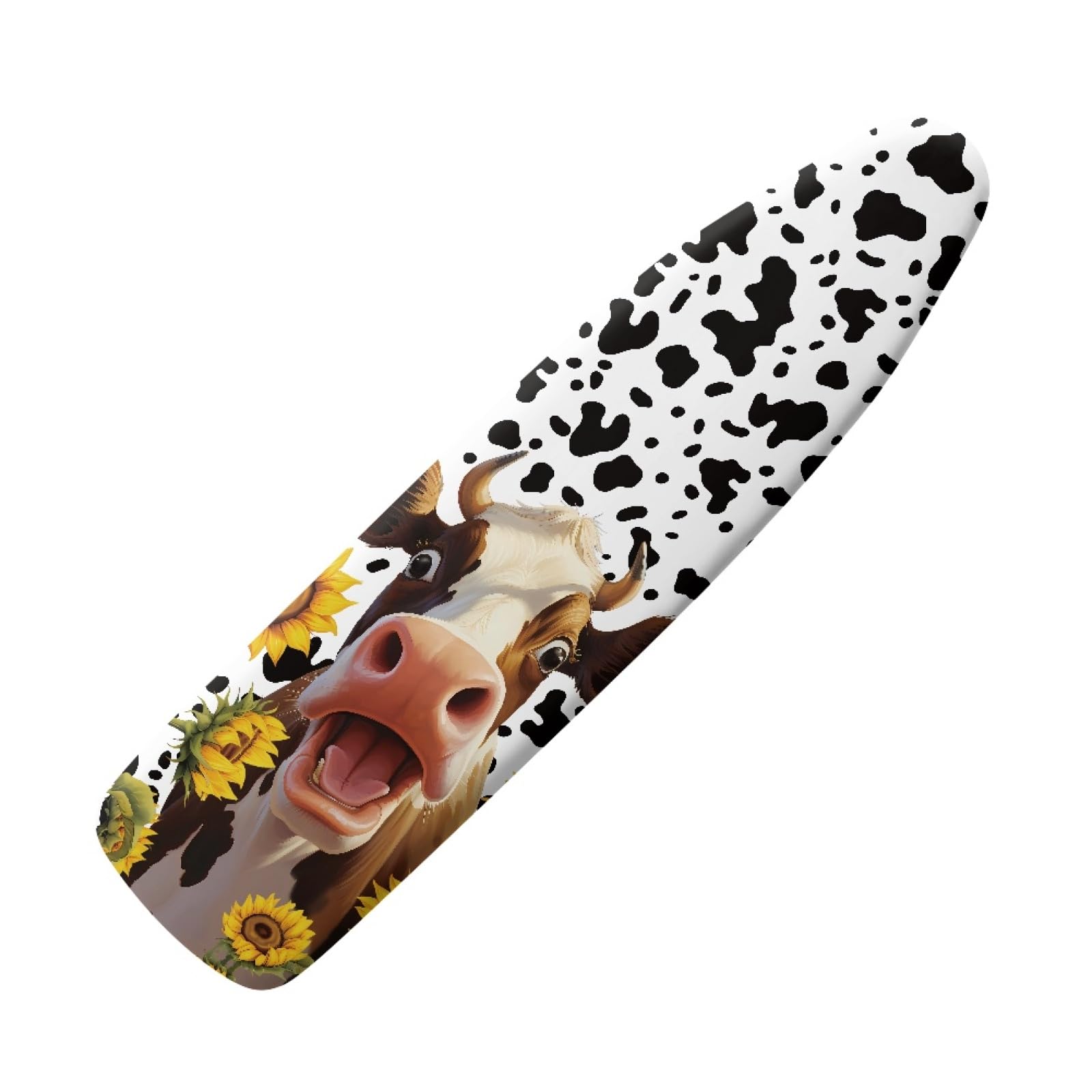 Wanyint Cow Sunflower Ironing Board Cover, Cow Print Ironing Board Protector Lightweight Non Stick Scorch and Stain Resistant Home Decor, 55x16 Inch