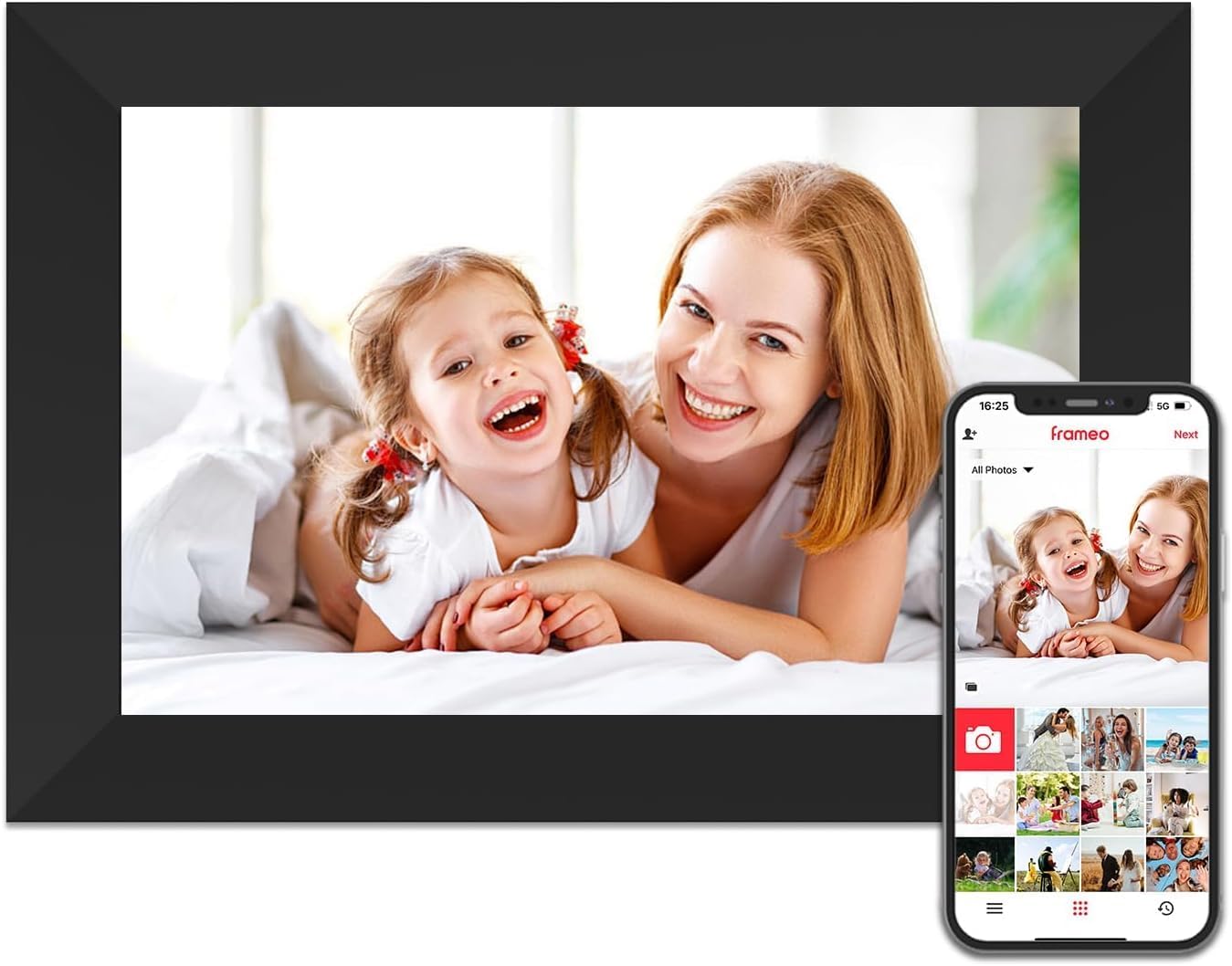 Digital Picture Frame WiFi, 10.1 Inch Frameo Digital Photo Frame 32GB Memory, 1280 * 800 Touch Screen, Auto-Rotate, Share Pictures Videos Instantly, Wedding, Birthday, Gift for Mom, Dad, Grandparents