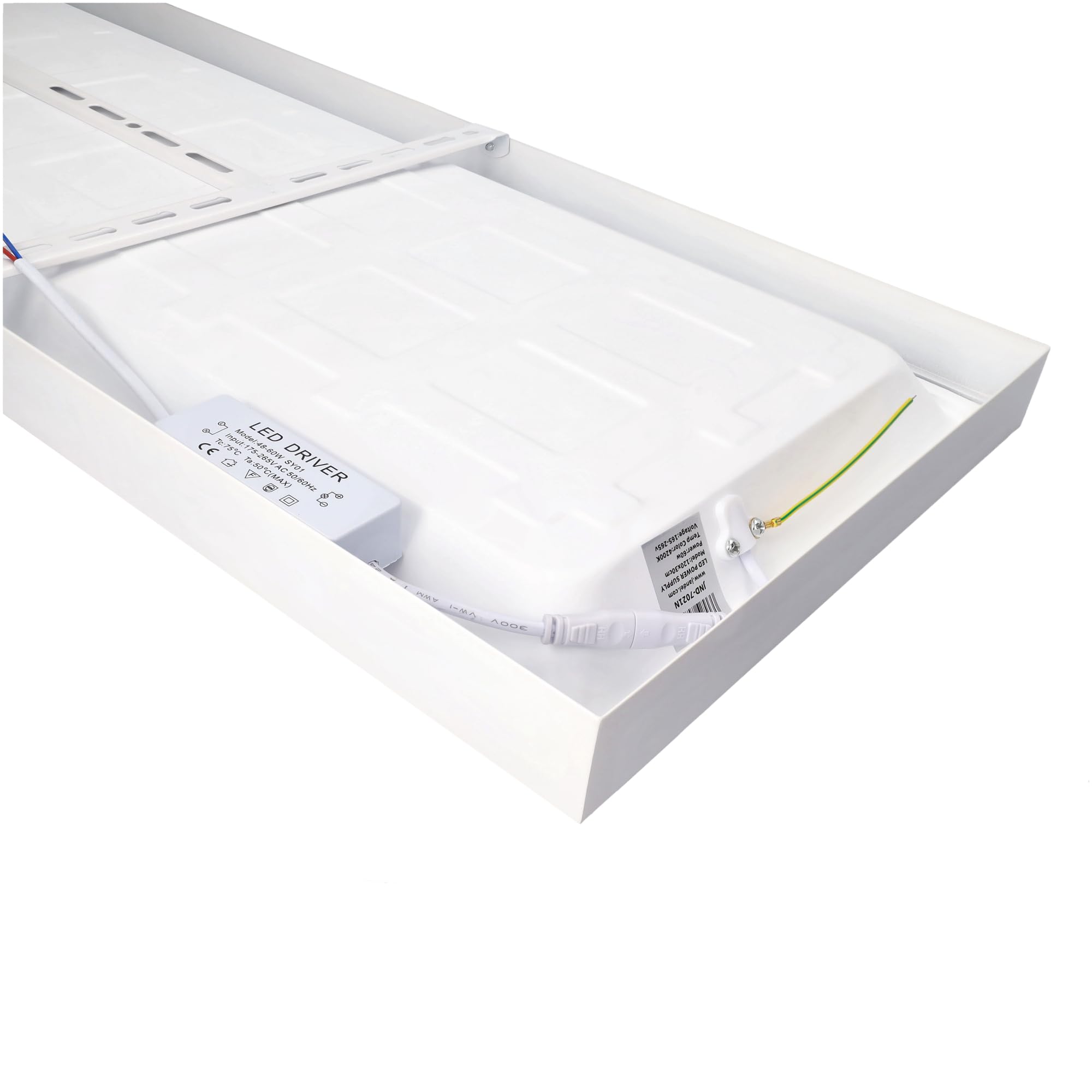 Jandei - Confezione da 2 pannelli da soffitto LED di superficie retroilluminata 120 x 30 cm, potenza 60 W, 5000 lumen, cornice bianca, driver incluso (bianco freddo 6000 K)