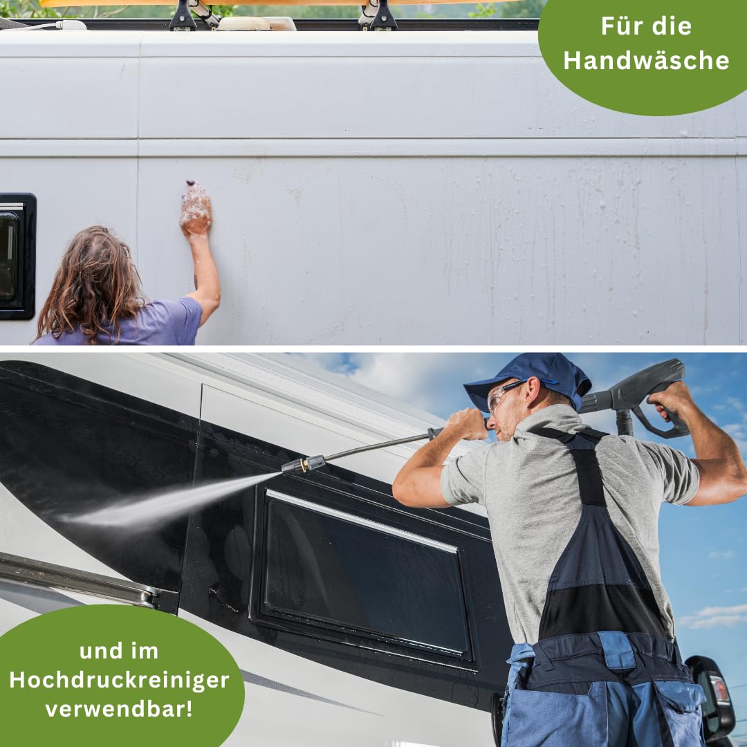 Richter Chemie Wohnwagenreiniger außen, Caravanreiniger & Wohnmobilreiniger Konzentrat, 5L Kanister, verdünnbar (bis 50 L Lösung), starke Reinigung, materialschonend, Entfernt Schwarze Streifen