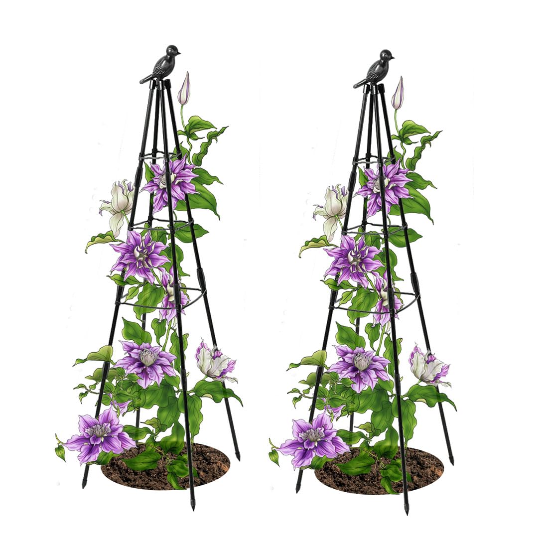 Trellis for Climbing Plants Outdoor, 2 Pack Plant Trellis Support for Climbing Vine, 63" Plant Support Tower Cages Plastic Coated Metal Pipe Supports
