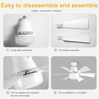 Socket Fan Light with Remote Control Ceiling Fan with Light (52cm Square Blades) (C) [Energy Class A]