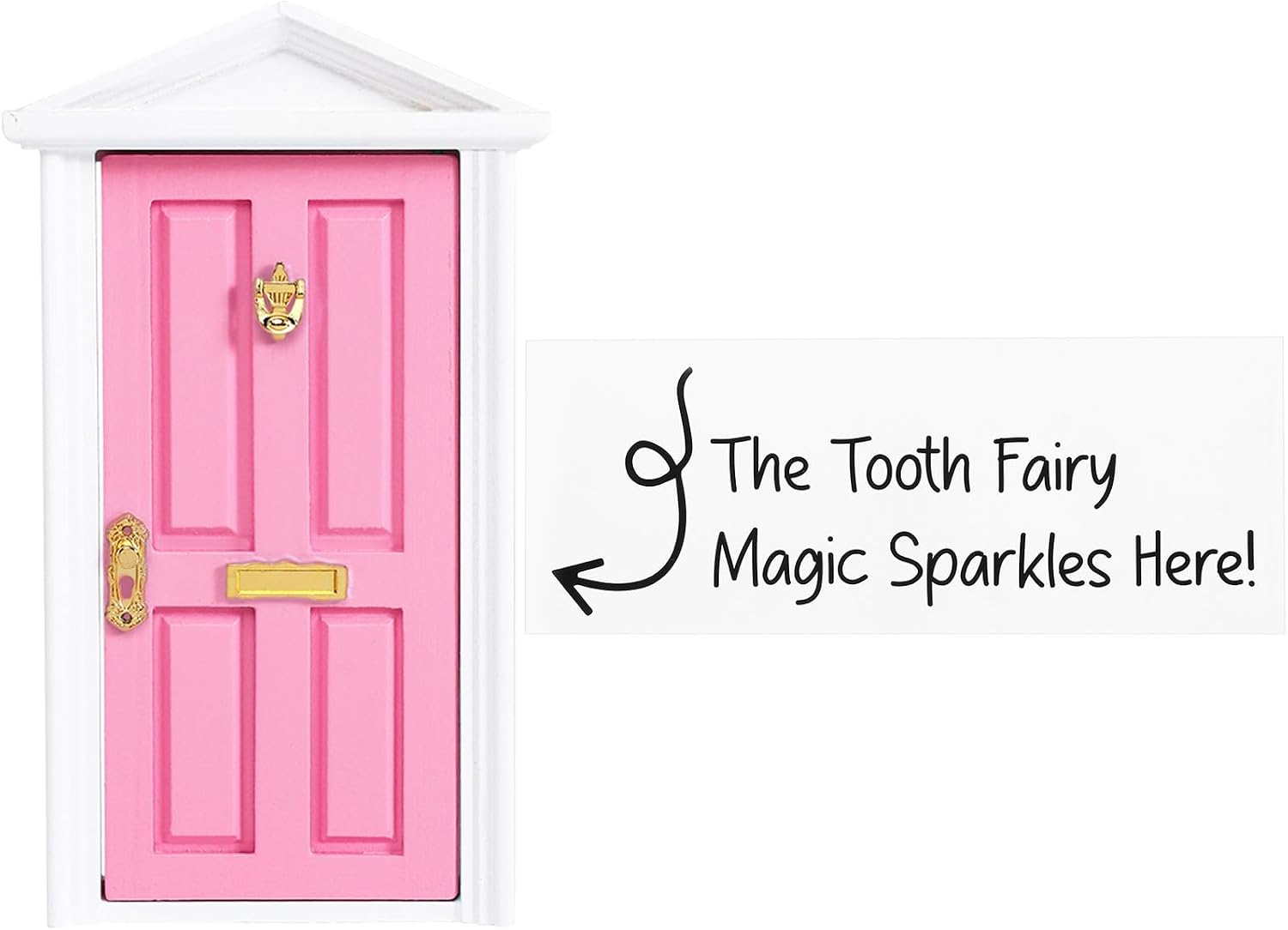 Pink Miniature Tooth Fairy Door Magical Fairy Wooden Door Opening with Sticker Accessories Gifts for Lost Teeth Pillow Bedroom Room Decorations