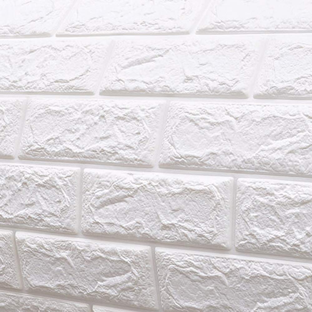 Amazon 壁紙 クッションブリック レンガ シート シール ブリックタイル ブロック 壁 貼る 立体リメイクシート ホワイト 3d クッション 壁紙 リフォーム 内装 大理石 発泡スチロール おしゃれ のり付き ホワイト 壁紙