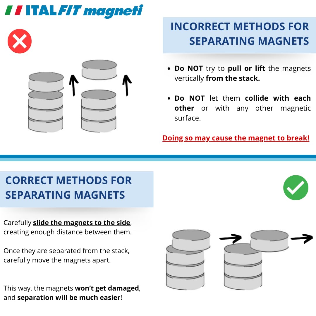 Italfitmagnetisrl | 20 sztuk - Małe magnesy neodymowe Siła 5,40 kg - Średnica 20 mm Grubość 5 mm