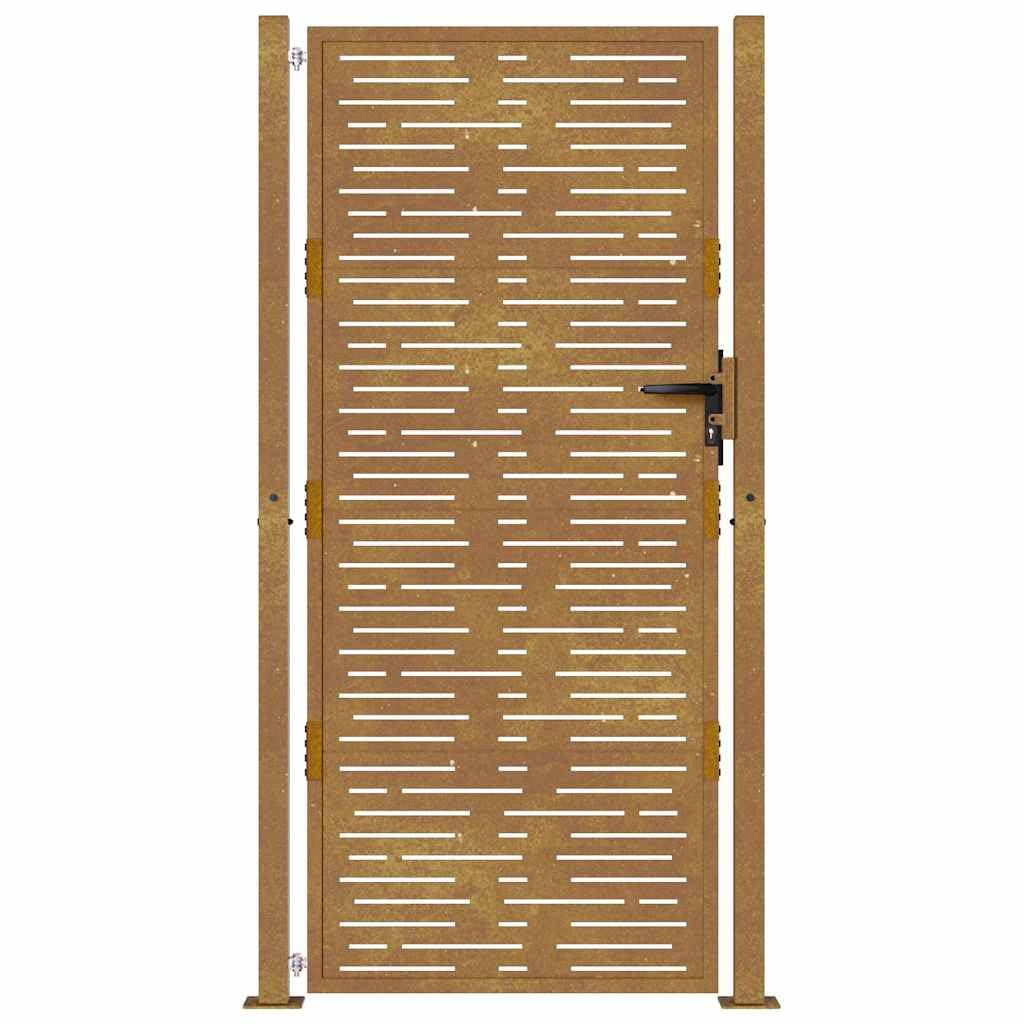 Brama ogrodowa 100 x 175 cm, stal Cortena, kwadratowy design
