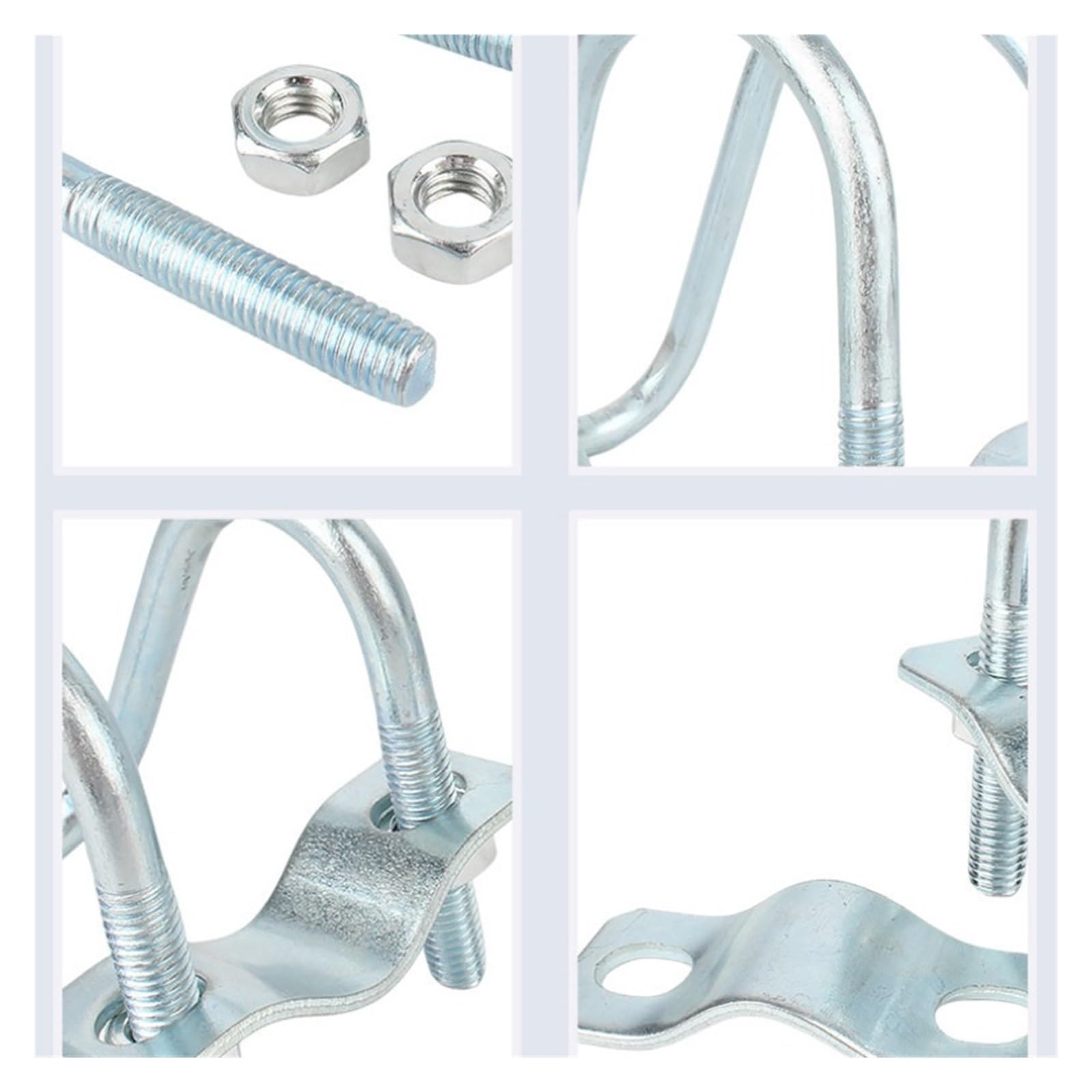 Bullone Cerchio a forma di morsetto for tubo trasversale con doppio bullone a forma di U in acciaio al carbonio zincato(90-90(1SET))
