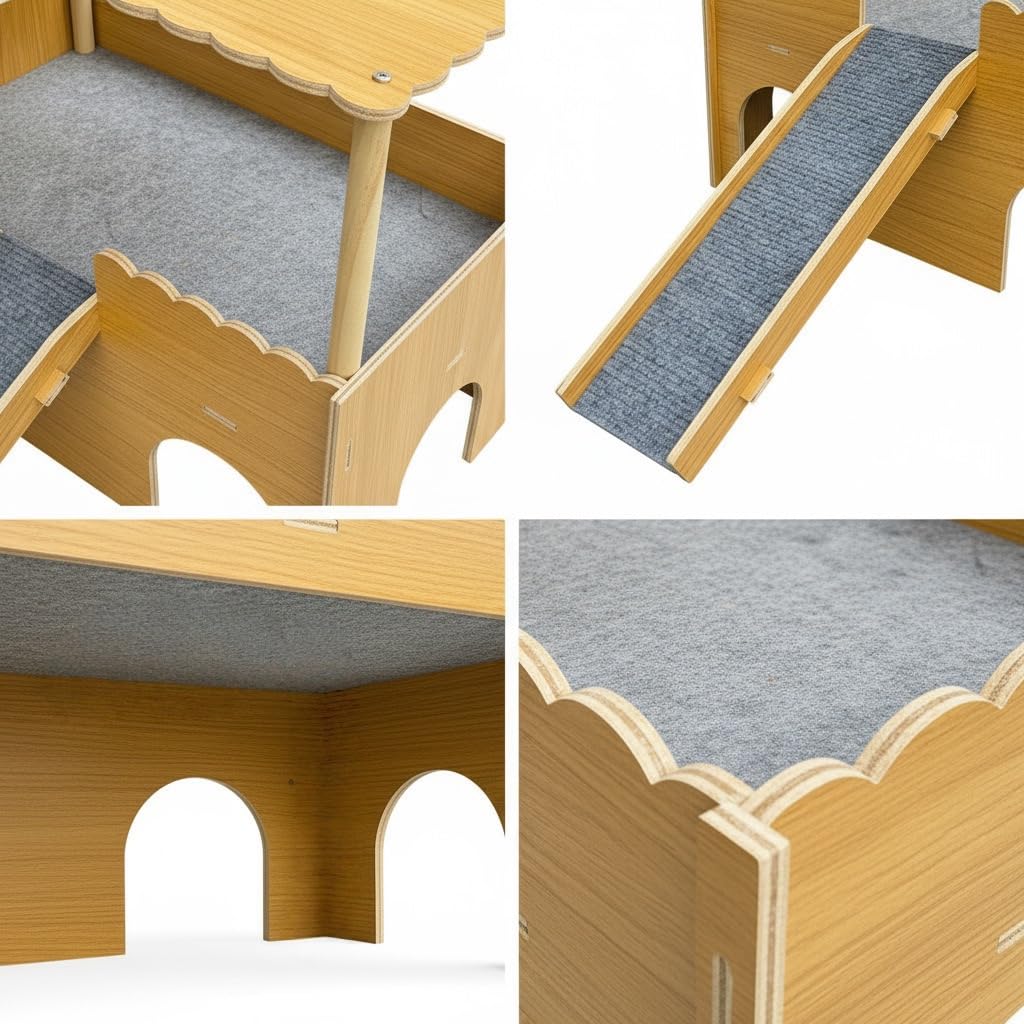Meerschweinchen Versteck Kleintier Versteck Stabiles Meerschweinchen Tunnel Schloss mit Rampe & Plattform für Chinchilla, Ratte, Hamster, Hase