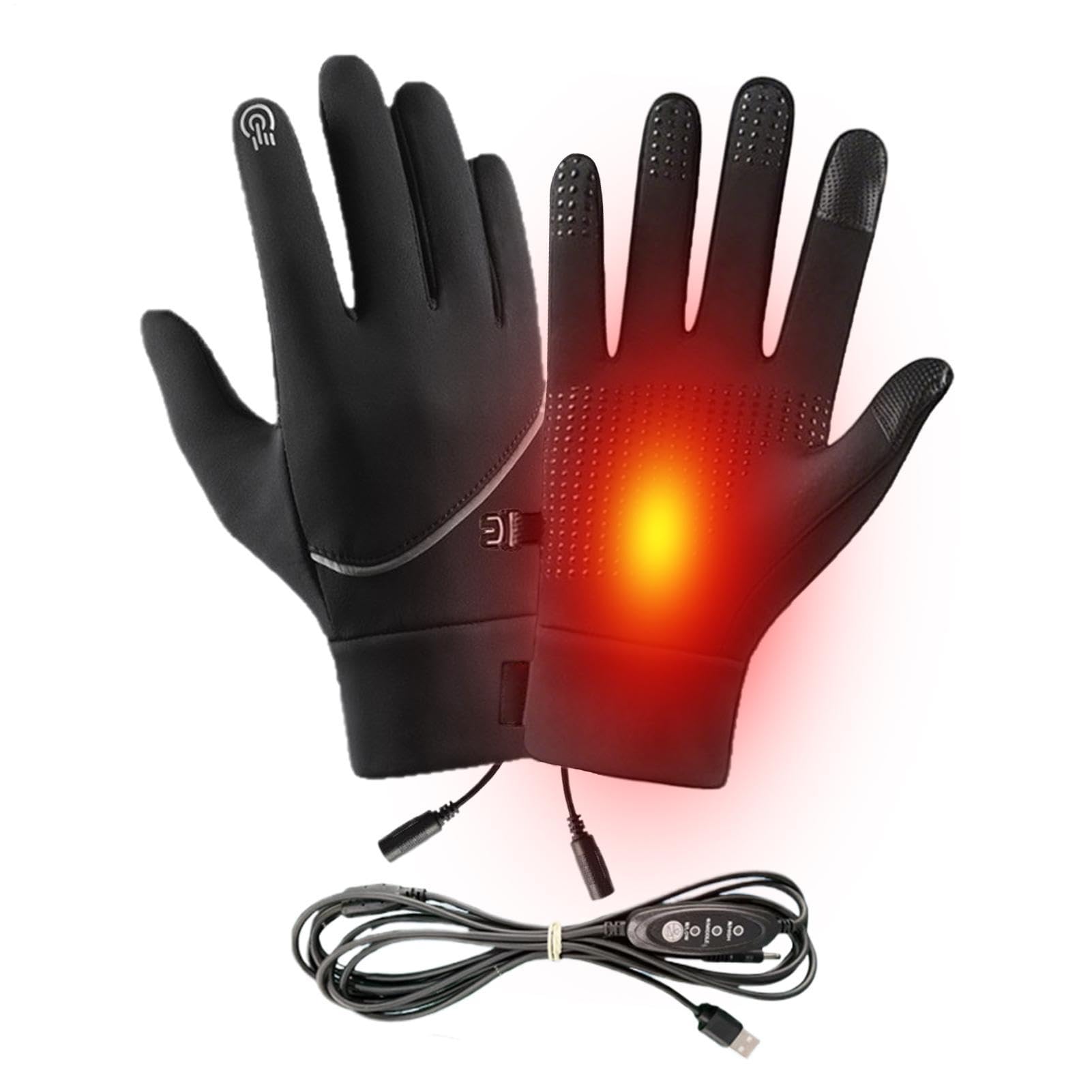 Generisch Fahrrad Heizhandschuhe Winddichte Touchscreen-Fäustlinge Mit 3 | Wasserdichte Thermische Heizhandschuhe Für Outdoor Radfahren Skifahren Snowboarden Schlittschuhlaufen