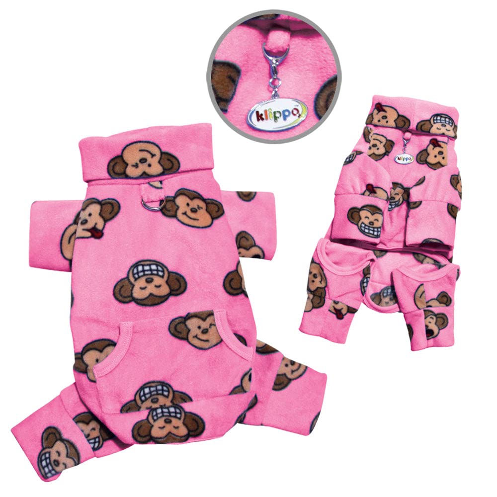KLIPPO Silly Monkey Fleece Turtleneck Pajamas/Bodysuit/Loungewear/Coverall - Pink - X-Large