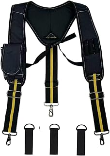 Cedrainy Heavy Duty Tool Belt Suspenders for Men 3 Point Padded Suspenders with Attachment Loops for Men