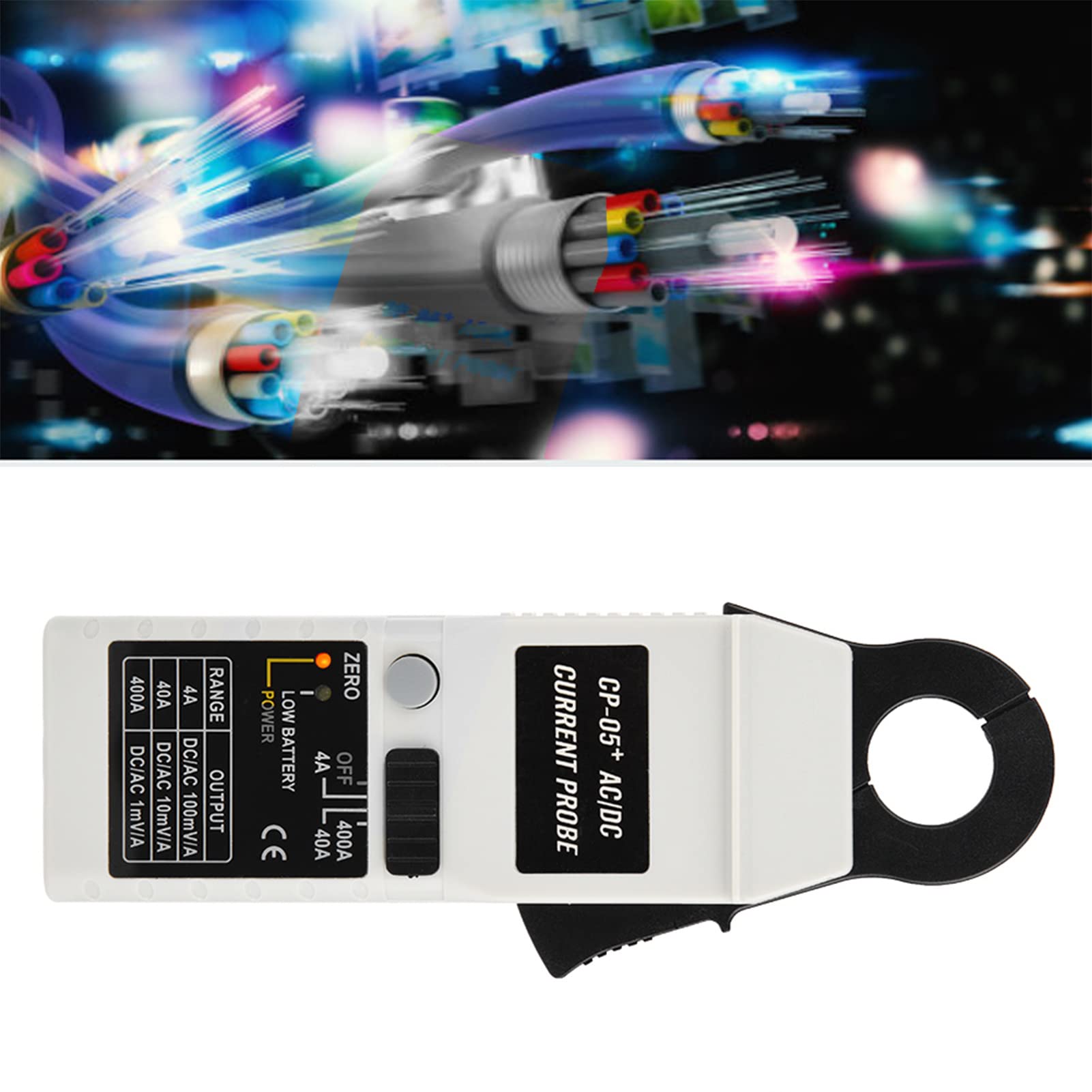 Tyenaza Pinza amperimétrica Digital, Pinza amperimétrica Digital Probador de Corriente, OWON CP-05+ Pinza amperimétrica AC/DC Sonda de Corriente 200KHz 400A para osciloscopio