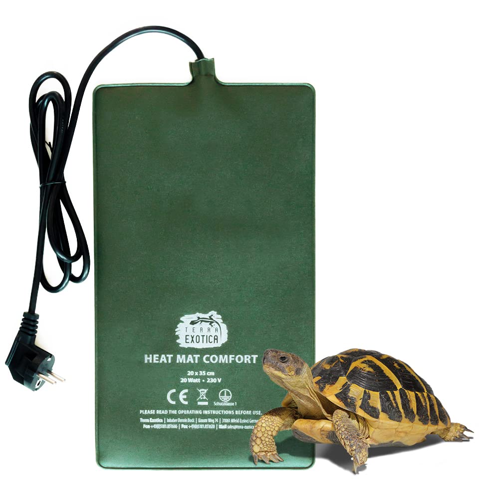 Terrarium Heizmatte Comfort 20 Watt, 20x35 cm - in 10W, 20W, 30W & 40W erhältlich - Wärmematte für Reptilien z.B. Schildkröten Schlangen Eidechsen - spritzwassergeschützt (Comfort Heizmatte, 20 Watt)
