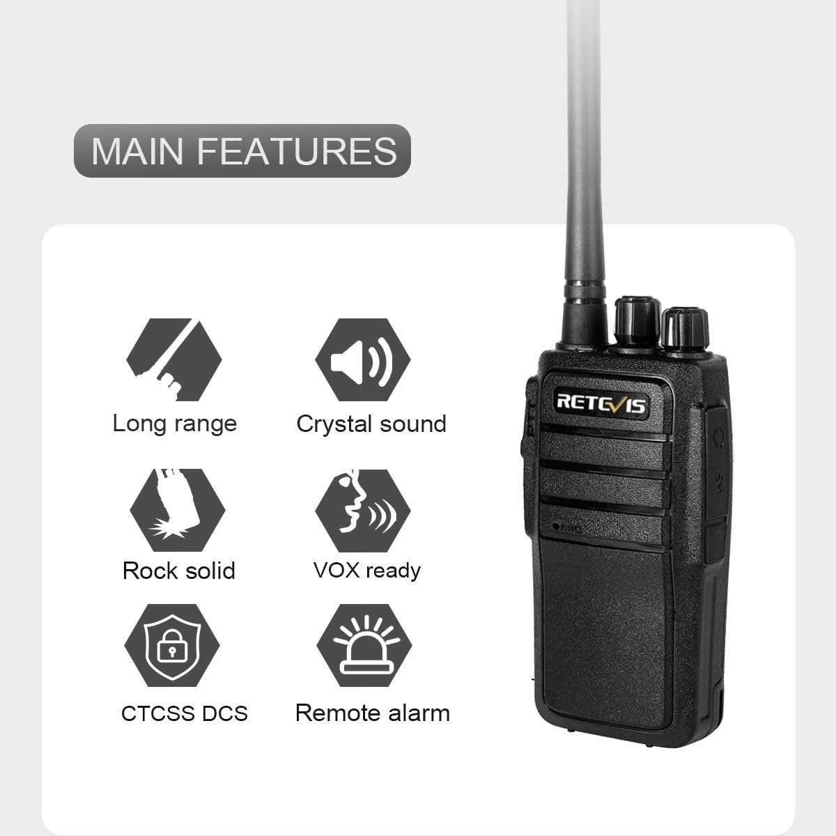 Retevis RT21 2 Way Radio Long Range(6 Pack) with Earpieces(10 Pack), Walkie Talkies for Adults, Heavy Duty Rechargeable Two Way Radios with Six-Way Charger, VOX Hands Free Two Way Radio Headset